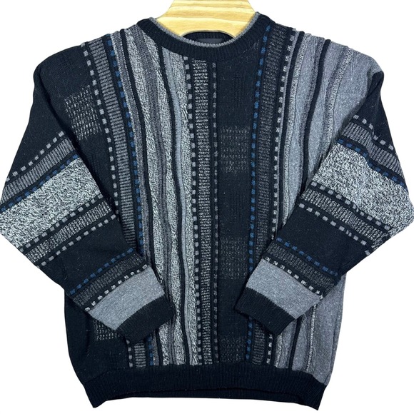 VTG 80s Grafico Italia Mens XL Sweater‎ Geometric Wool Knit COOGI Made in Italy